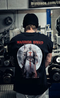 Oversized gym T-shirt featuring a knight graphic from Warrior Breed by Gympop, casual and stylish men's apparel.