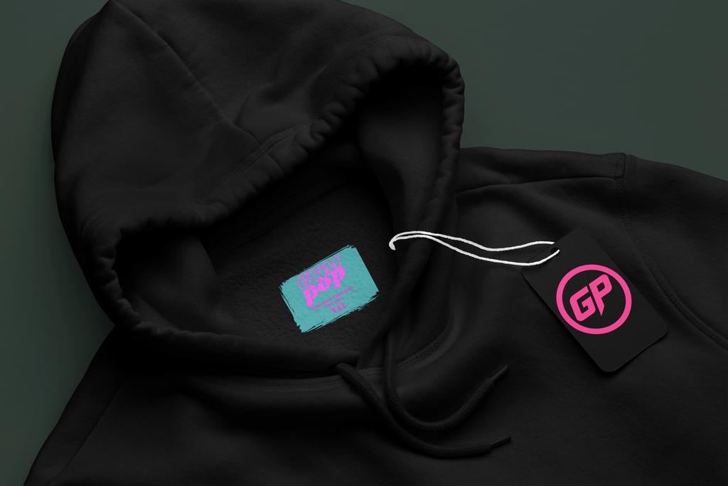 Gympop Lion Hoodie featuring the "The Weak Get Eaten" graphic, displayed on a customizable background with a brand tag visible.