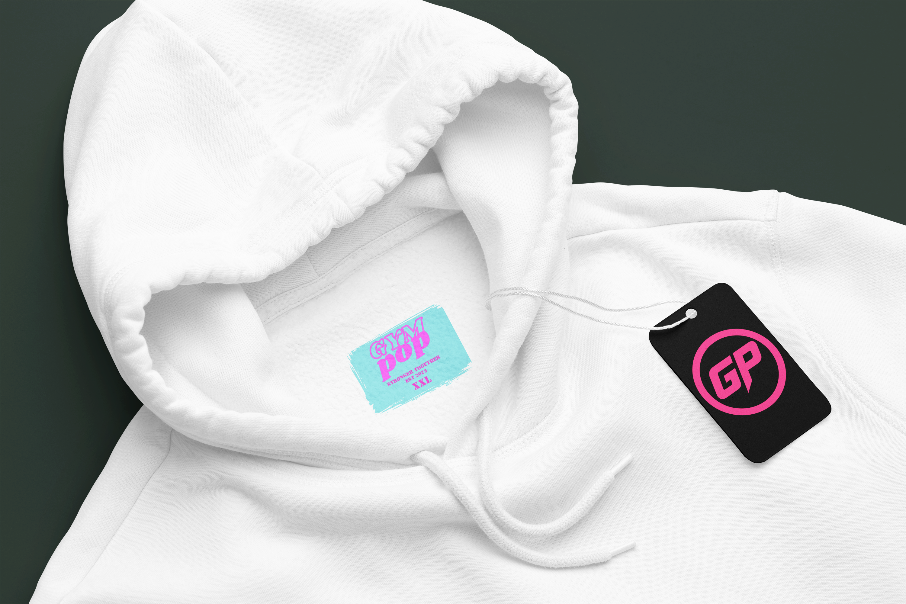 Gympop Peace Love Gym Hoodie on a customizable background, showcasing a casual, stylish sweatshirt with peace and love graphic design.