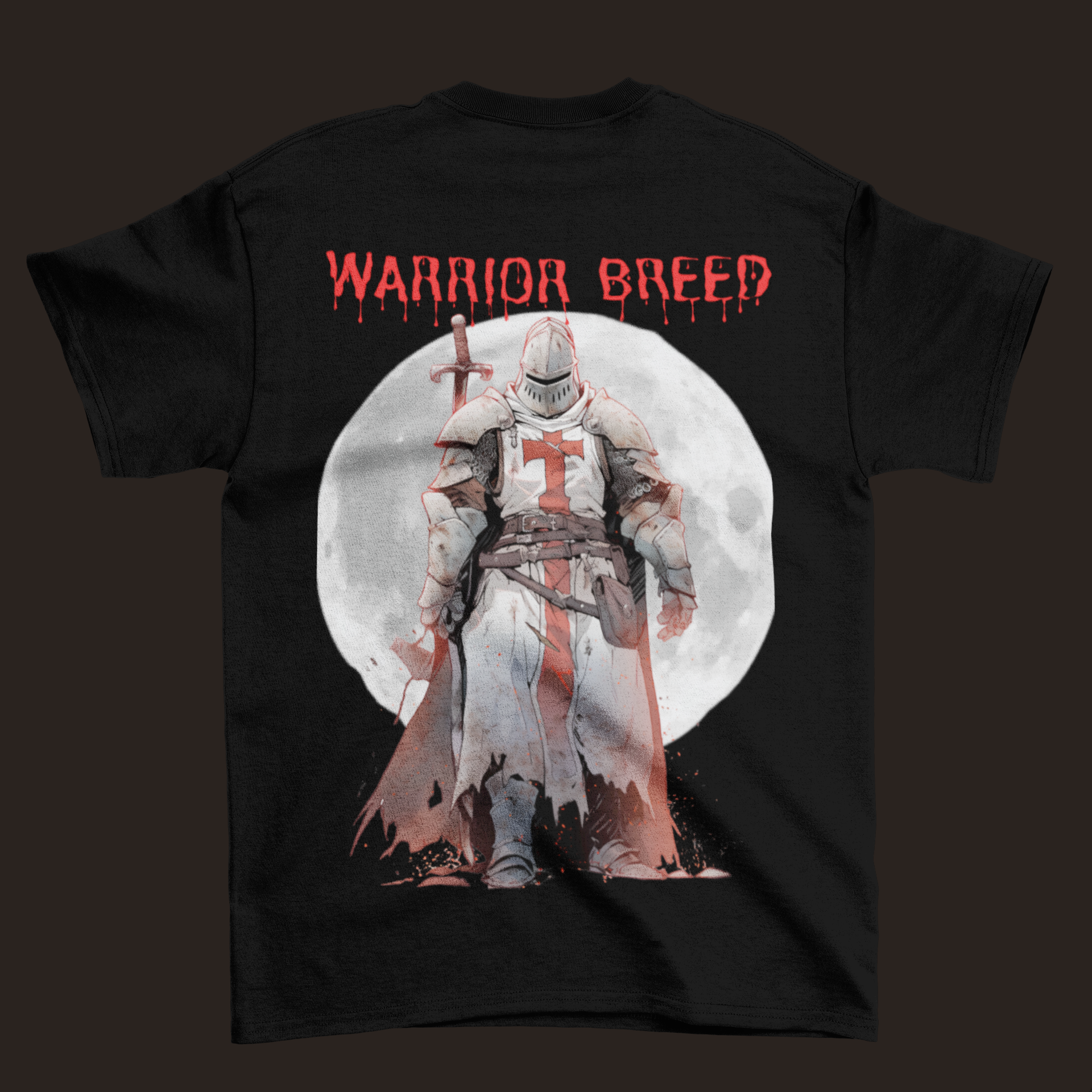 Back view of Gympop Warrior Breed Oversized Knight T-shirt showing a minimal design on a plain backdrop.