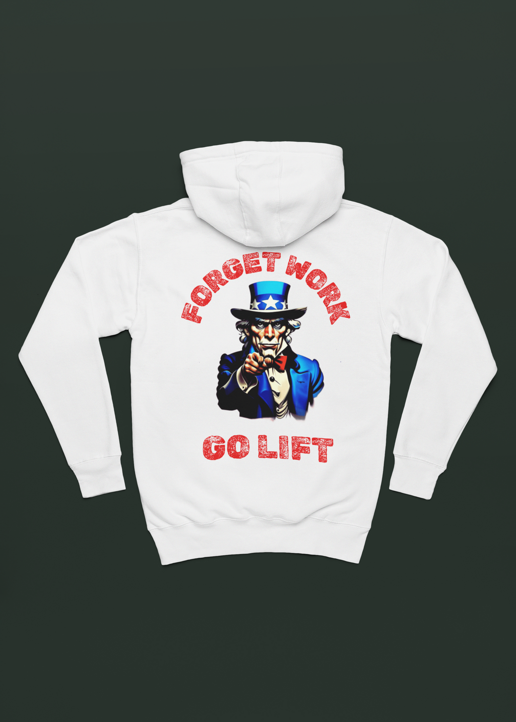 Back view of Gympop Go Lift Hoodie, a cotton heritage pullover hoodie displayed on a customizable background.