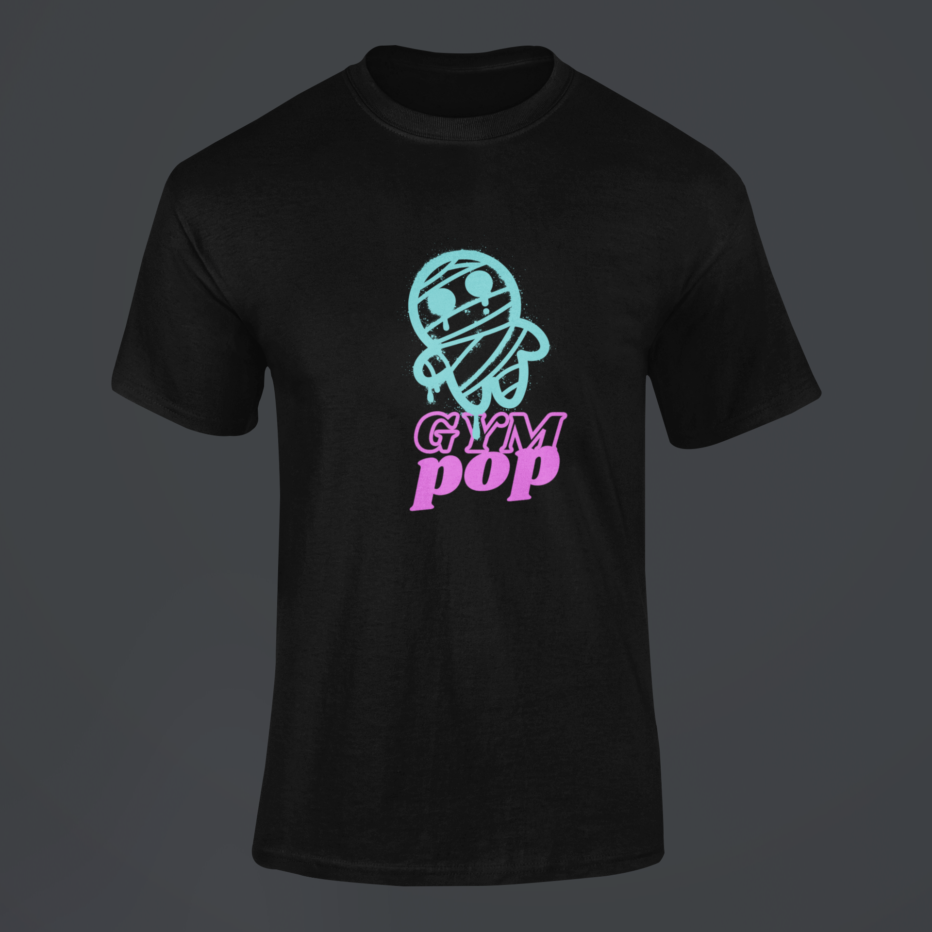 Gympop Graffiti Mummy Signature Tee mockup featuring ghosted graphic on customizable background